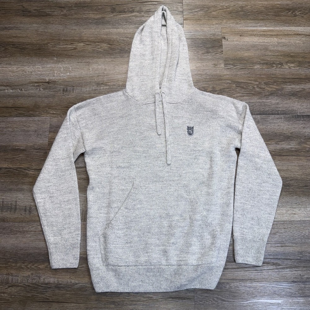 Al Paca Knitwear Gray Pullover Hoodie Mens S Fine Alpaca Wool Knit Construction